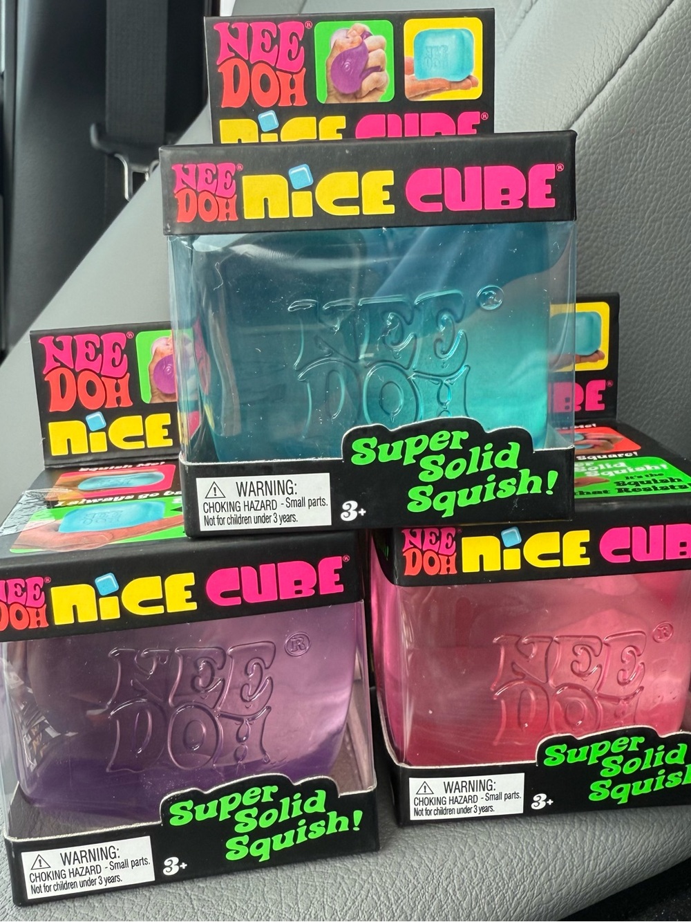 Nice Cube Super Solid Squish Kids Toy - Blue, Purple, Pink